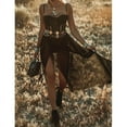thumbnail image 6 of Douhoow Women Boho See-through Spaghetti Strap Long Dress High Waist Beach Sundress, 6 of 9