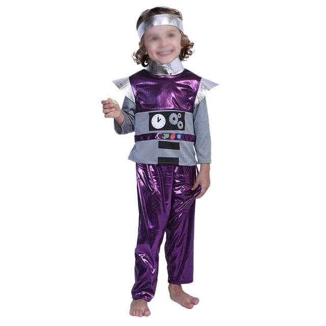 BRIGHTFUFU 1 juego de accesorios de Poppin para niños, disfraz de robot de cosplay, ropa de juego de roles para niños, ropa de actuación para niños, talla M púrpura
