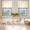 thumbnail image 4 of Orange Teal Blue Pumpkin Kitchen Curtains Valance and Tier Set 3 Pieces, Thanksgiving Fall Blue Dots Stripes Small Window Curtains Set, 24 Inches Length Short Tiers for Bathroom Cafe, 4 of 7