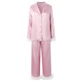 thumbnail image 4 of Women Fashion Solid Casual Comfort Pajamas Set Long Sleeve Shirt Trousers Two Sets Dressy Pant Suits for A Wedding Petite plus Size Pant Suits Dressy 3 Piece Women Suits Womens Dressy Suits Designer, 4 of 4