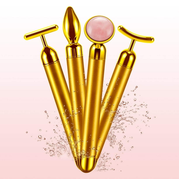 4 In 1 Beauty Bar 24k Golden Pulse Face Massager Electric Jade Roller Facial Massager Rose Quartz Arm Eye Nose Massage Stone For Face Lift Anti Aging Anti Wrinkles Skin Tightening Face Firming Walmart Com