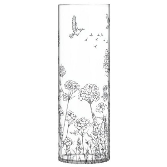 Clear Flower Vase Centerpieces Plastic Cylindrical Vases Home Wedding Decor 4"x12" Yarrow and Daisy Wildflowers