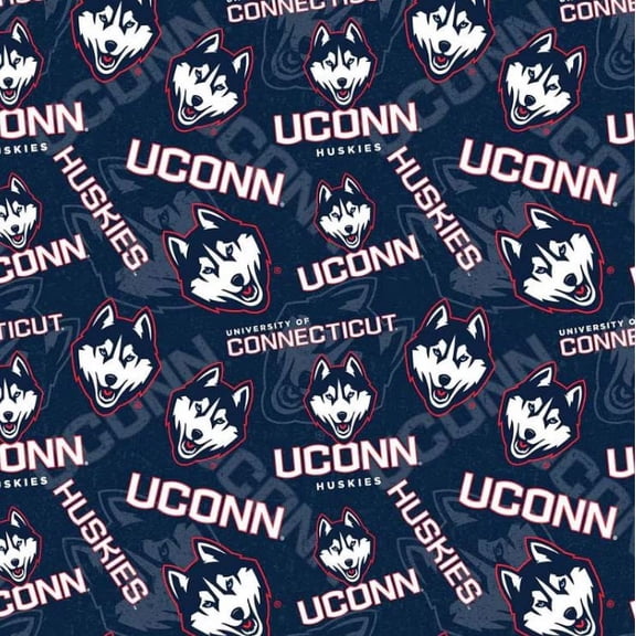 Cotton University of Connecticut UConn Huskies Tone on Tone College Sports Team Cotton Fabric Print by the Yard (conn1178)