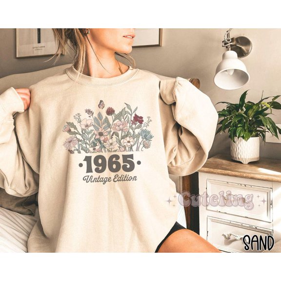 1965 Birthday Sweatshirt for Women, Vintage 60th Birthday Pullover, 1965 Birth Year Gift Crewneck