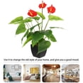 thumbnail image 3 of 1 planta artificial de anturio, bonsái, planta falsa en maceta, decoración del hogar, 3 of 6