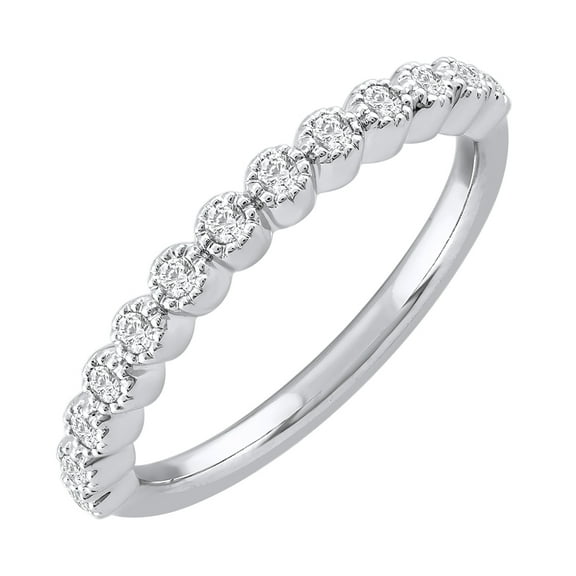 1/5 Carat Diamond Wedding Band Ring in 14K White Gold(Ring Size 10.5) - IGI Certified