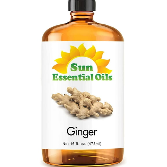 Sun Essential Oils - Ginger Essential Oil 16oz for Aromatherapy, Diffuser, Muscle Relief, Relieves Pain