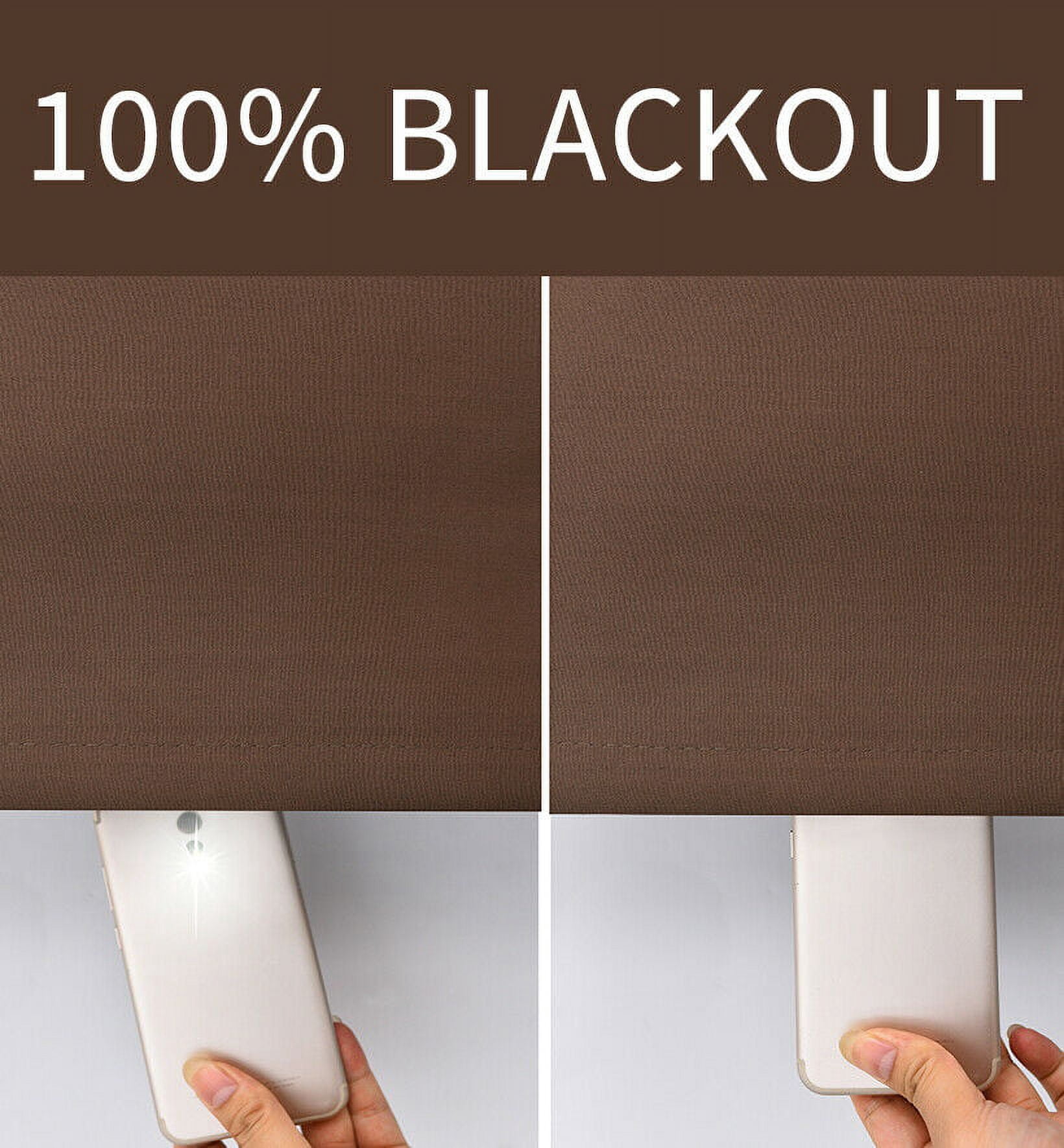 2 Pack: Solid Colored 100% Energy Saving Hotel Max Blackout Thermal Curtain Panels - Brown, 95 in. Long