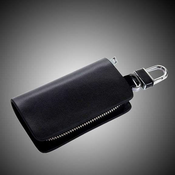 Masteelf Cowhide Key Cover Universal Key Chain Remote Key Fob Holder Black