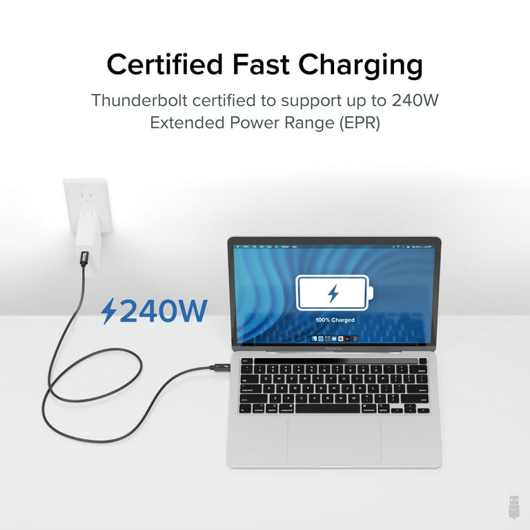 Plugable Thunderbolt 4 Cable [Thunderbolt Certified] 3.3ft USB4 Cable with  100W Charging, Single 8K or Dual 4K Displays, 40Gbps Data Transfer
