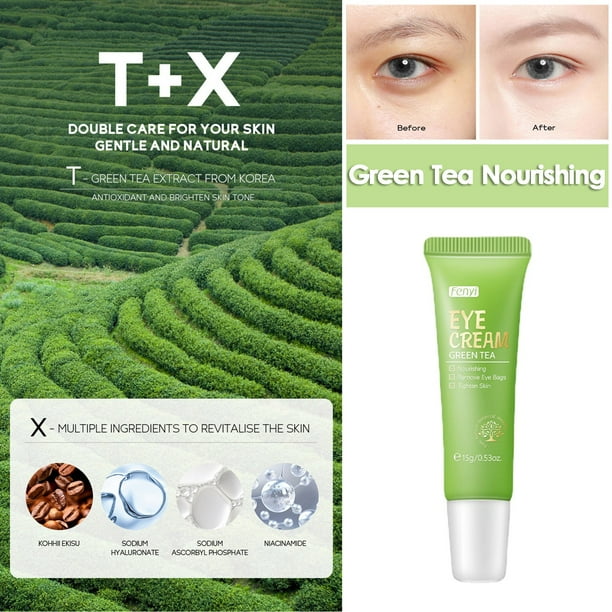 Fiudx Crema de Té Verde, Gel Hidratante Natural para Ojos, Mascarilla Facial Hidratante Calmante, Nutritiva 24 Horas, Solución para Alivia Las Ojeras, Apto para Pieles Sensibles, Fórmula Extraída a B