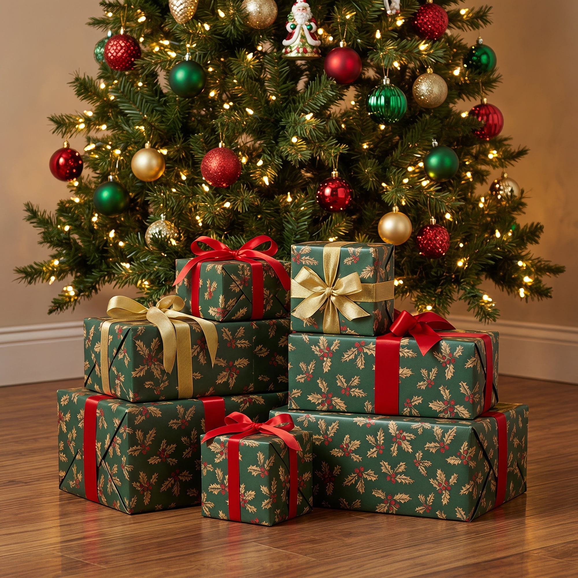 Unique Bargains Premium Gift Wrapping Paper for Christmas and Events Green 27.6"x 19.7"