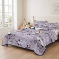 thumbnail image 2 of Quilts Twin XL Size Bedding Set, Japanese Cherry Blossom Lightweight Quilted Comforter, White Crane Purple Pine Branch Cloud Soft Bedspread Coverlet with Pillow Covers for All Season, 68" x 98", 2 of 9