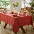 thumbnail image 5 of Newbridge Sienna Red Fancy Fall Leaves Damask Fabric Dining Tablecloth for Thanksgiving, 52 x 52 inch Square, 5 of 6