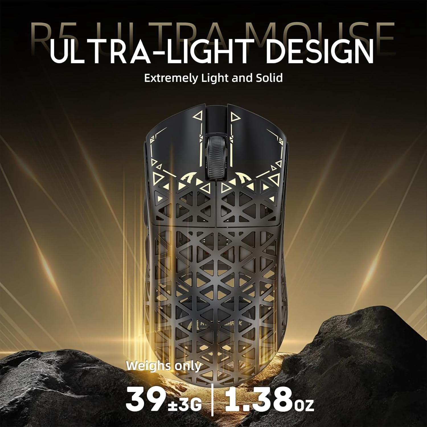 ATTACK SHARK R5 Ultra Carbon Fiber Wireless 8K Gaming Mouse 39g SUPERLIGHT, PixArt PAW3950MAX Gaming Sensor, 8000Hz Wireless Polling Rate, MCU Nordic 52840, DPI up to 42000, BT/2.4G Wireless/Wired