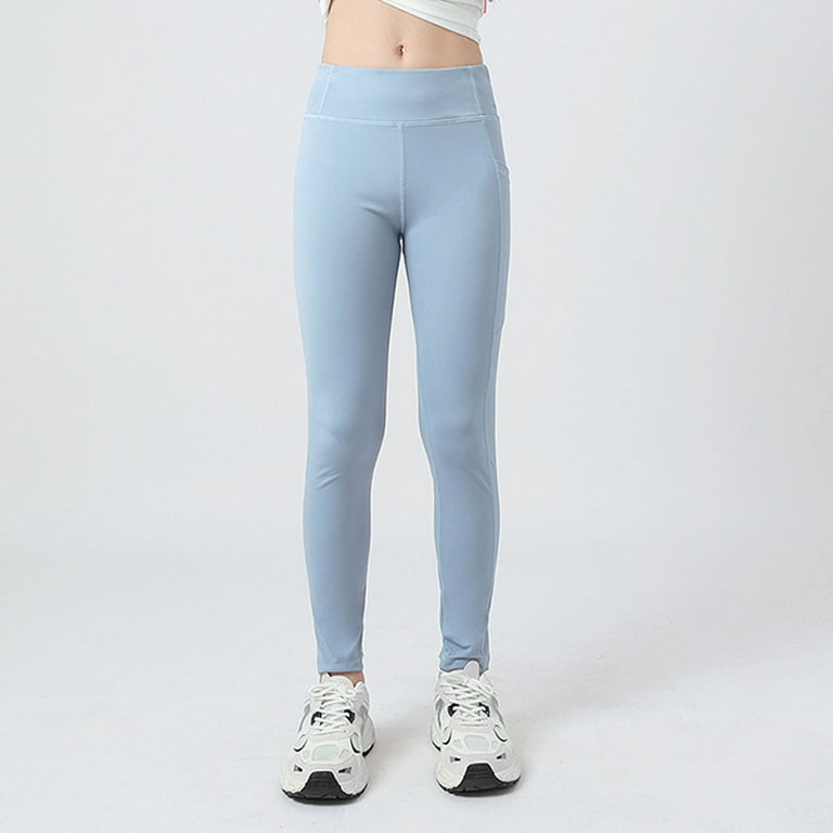 Celiean Girls Leggings Kids Dance Running Yoga Pants Workout Dance Tights Light Blue 5 6Y Walmart