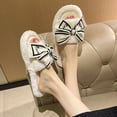thumbnail image 4 of Casual Fluffy Slippers Women House Flats Fashion Winter Bowknot Love Designer Shoes Ladies Home Plush Platform Elegant Footwear (Pink,38-39), 4 of 7