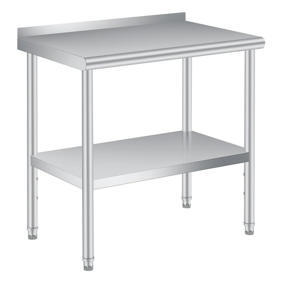 Stainless Steel Table for Prep & Work, Commercial Heavy Duty Table with Adjustable Undershelf and Backsplash for Restaurant, Home and Hotel