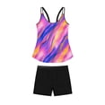 thumbnail image 6 of Two Piece Tankini Swimsuits for Women Strappy Swimwear with Boyleg Shorts Modest Bathing Suits Plus Size, M Purple #A, 6 of 6