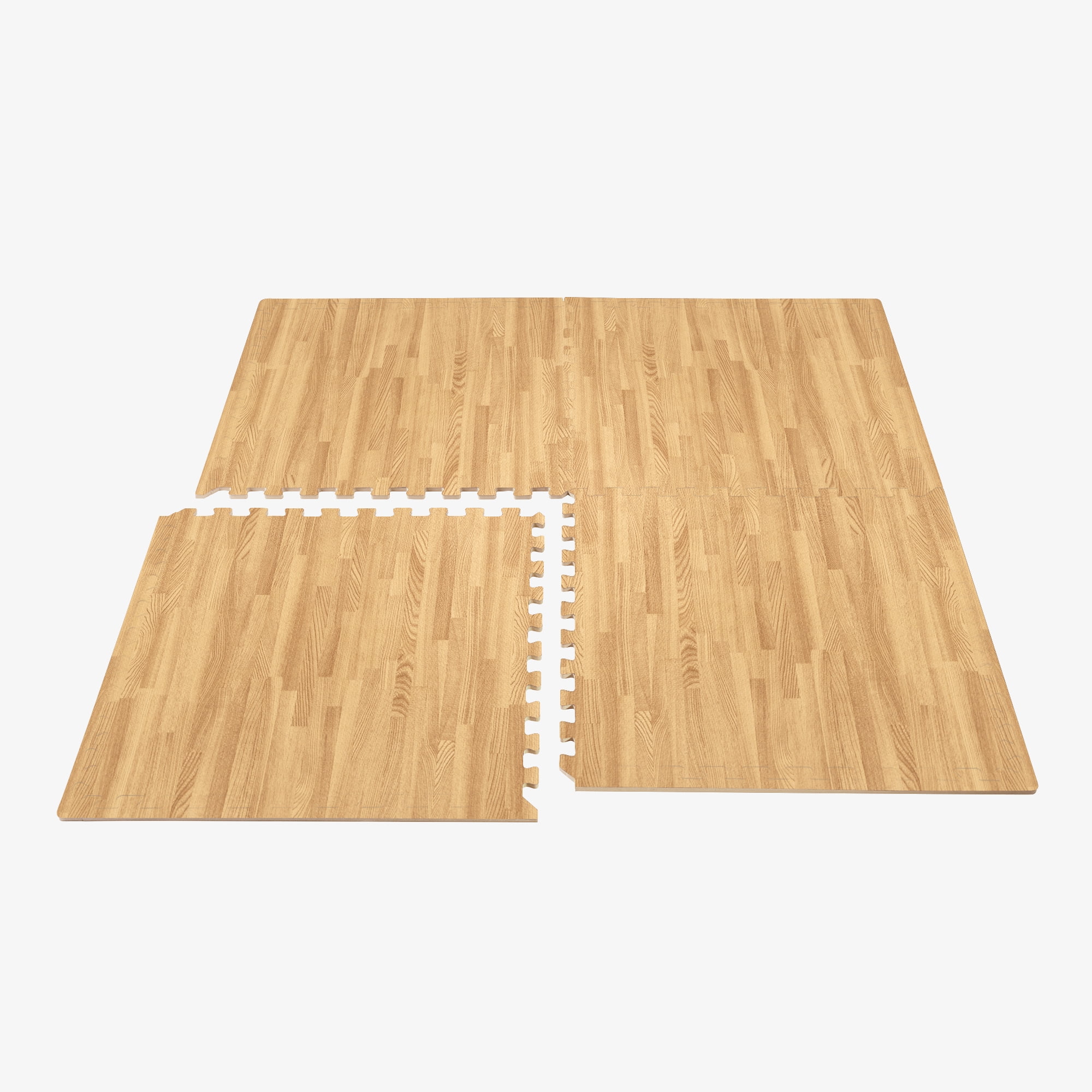 Forest Floor Premium Wood Grain Foam Floor Tiles, White EVA Foam, 100 Sq Ft (25 Tiles), Anti-Fatigue Flooring