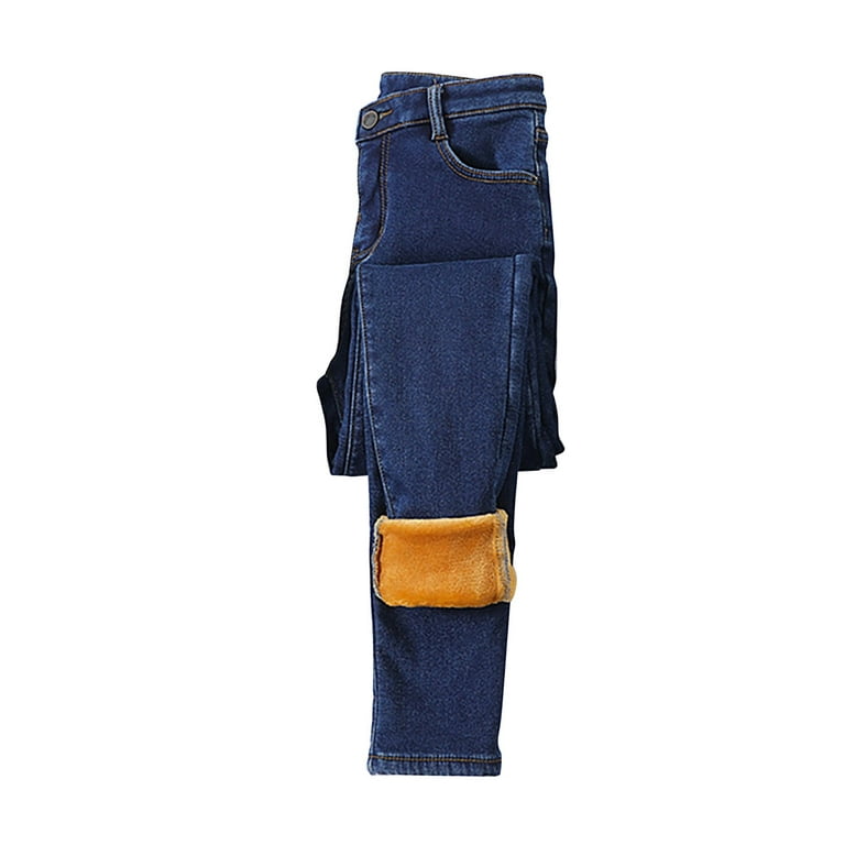 Clearance Sale! Women's Fleece Lined Jeans Thermal Flannel Lined
