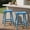 BabyBlue, variant on Set of 2 Outdoor Bar Stools 24", HDPE Weatherproof Patio Saddle Seats, White