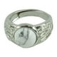 thumbnail image 1 of Anillo de lujo con piedra preciosa turquesa y cabujón de flor hueca de latón plateado. Blanco, 1 of 9