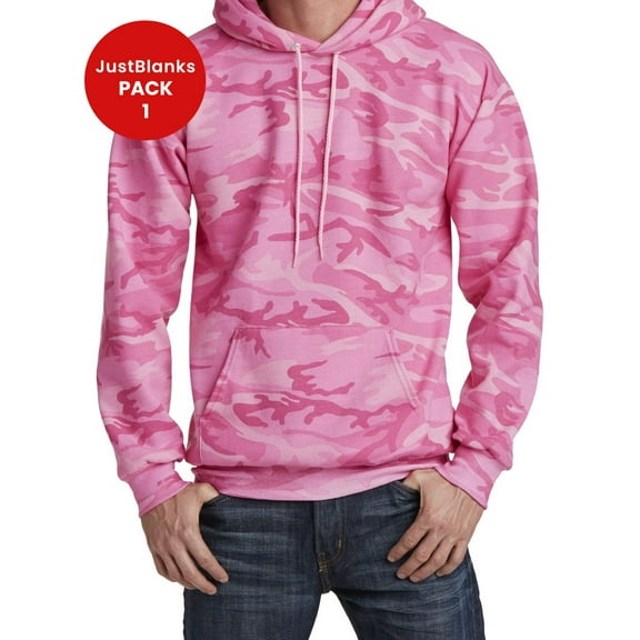 JustBlanks Core Fleece Camo Pullover Hooded Sweatshirt Air Jet Yarn for Softness