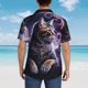 thumbnail image 4 of Balery Purple Moon Cat Camisas hawaianas de manga corta para hombre, camisas playeras de corte holgado, camisas de vacaciones con botones,3X-Large, 4 of 7