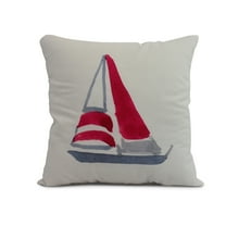 Simply Daisy, 18 x 18 inch, Sail Away, Geometric Print Pillow, Ivory