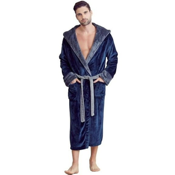 Towelsoft PLH-RB-Men-NVY-XL Men Plush Shawl Collar Robe, Unisex - Navy - 2XL & One Size