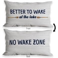 thumbnail image 2 of Lake House Decor Pillow Covers 12x20, Lake Themed Decor Pillow Cases, Lake House Gifts, Better to Wake at The Lake No Wake Zone Reversible Pillows Decorative Throw Pillows Cover, 2 of 7