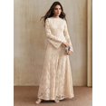 thumbnail image 5 of Women Apricot Long Sleeve Lace Maxi Dress, Elegant Round Neck Bell Sleeve, 5 of 7
