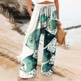 thumbnail image 2 of Linen Pants For Women, Vintage Art Printed Wide Leg Trousers, Casual Loose Daily Bottoms With Unique Pockets, 2 of 5