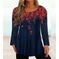 thumbnail image 3 of Camiseta elegante con estampado de flores para mujer, Tops de viaje informales, talla grande, Jersey holgado de cuello redondo, 5XL, Otoño e Invierno, 3 of 5