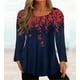 thumbnail image 3 of Camiseta elegante con estampado de flores para mujer, Tops de viaje informales, talla grande, Jersey holgado de cuello redondo, 5XL, Otoño e Invierno, 3 of 5