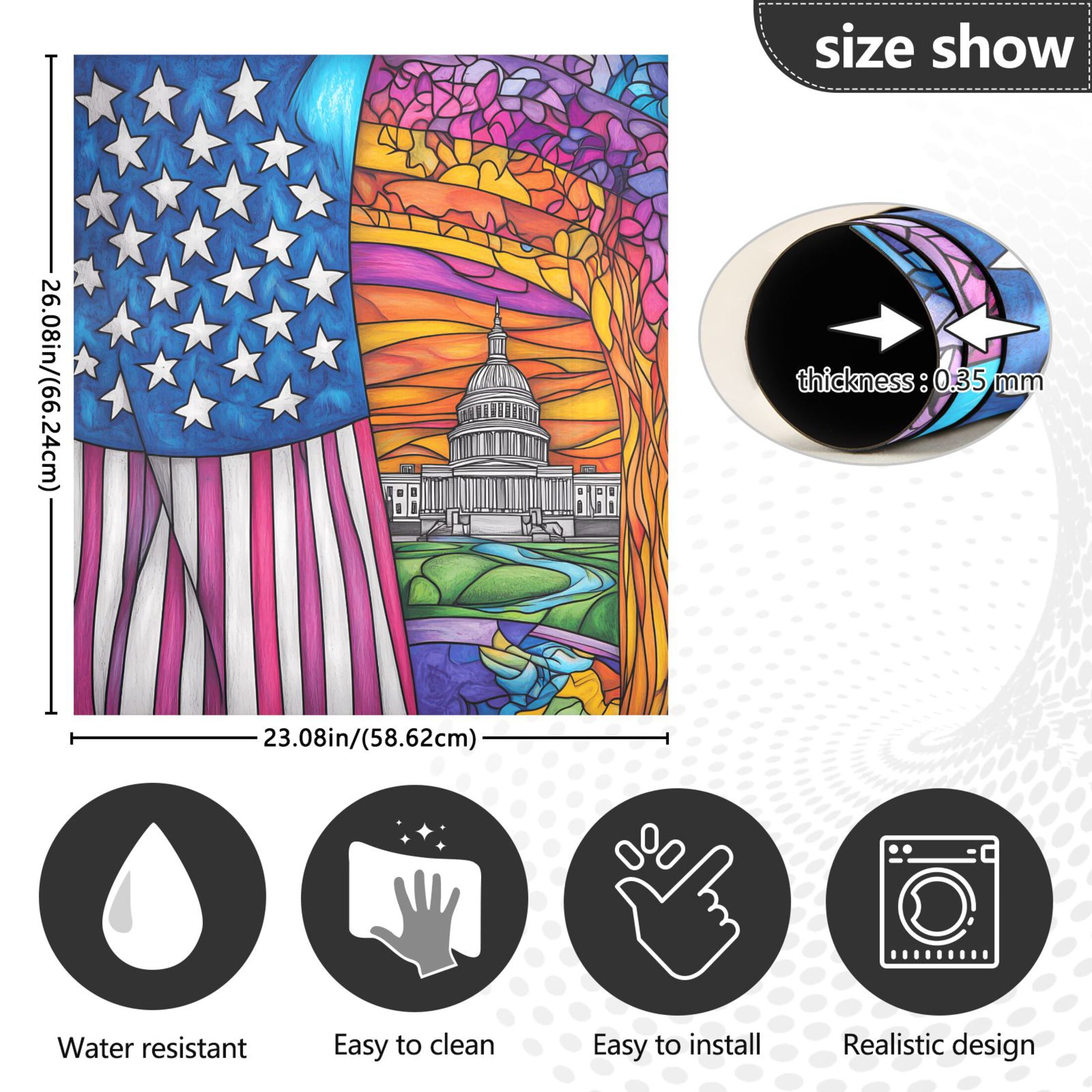 Haosy Dishwasher Magnet Cover Magnetic Fridge Door Cover Home Kitchen Decor American Flag and White House 23"x 26"