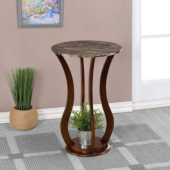 Fascinating Brown Accent Table With Faux Marble Surface For Home Interior Stunning Inlay Design Concept