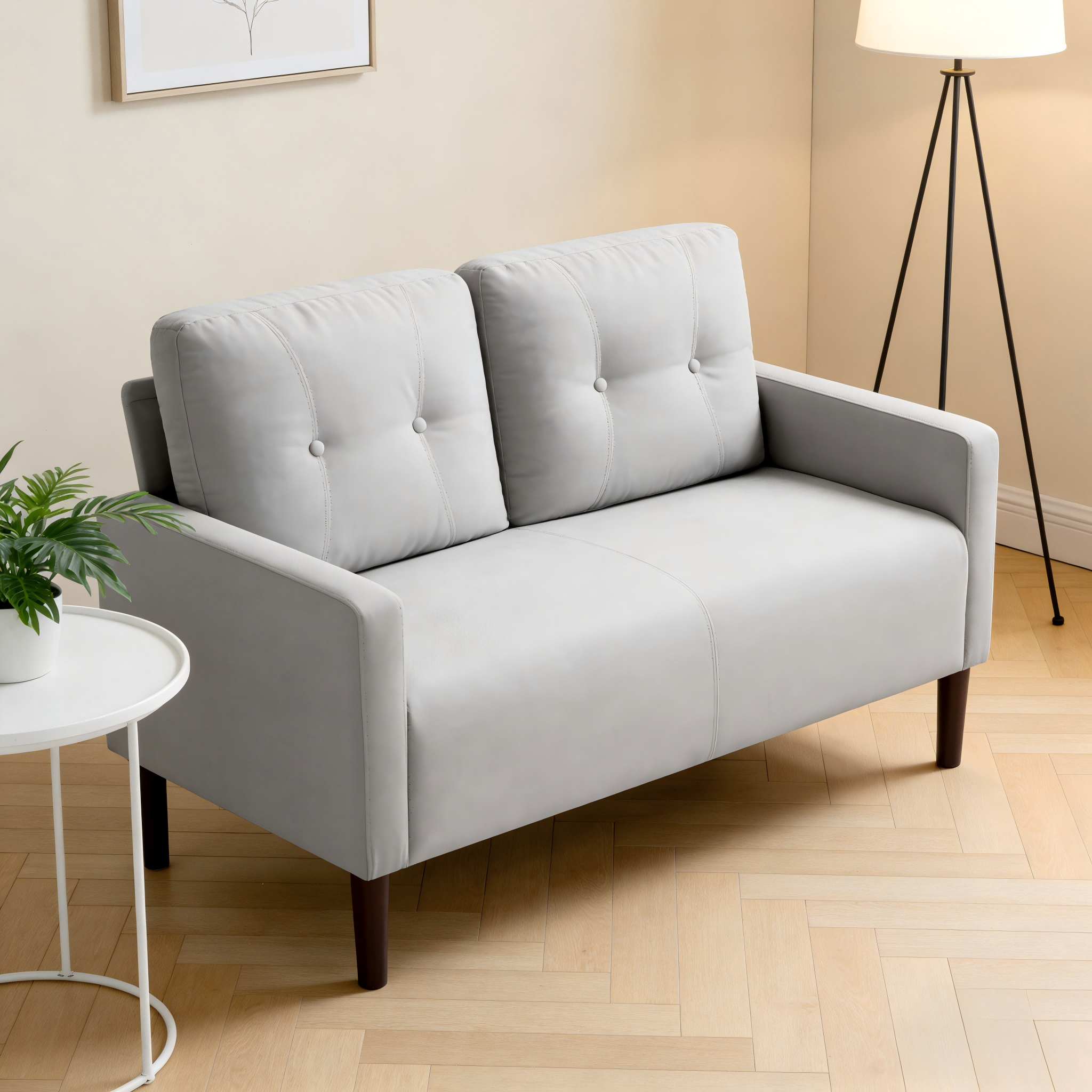 BSHTI 50.79" Linen Blend Loveseat, Light Gray photo 1