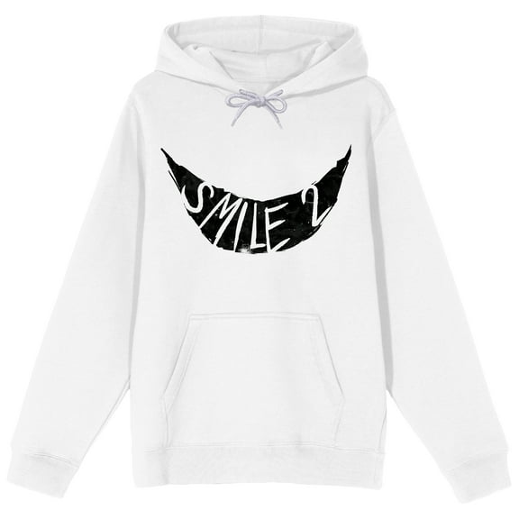 Smile 2 Logo Adult White Long Sleeve Hooded Sweatshirt-Medium