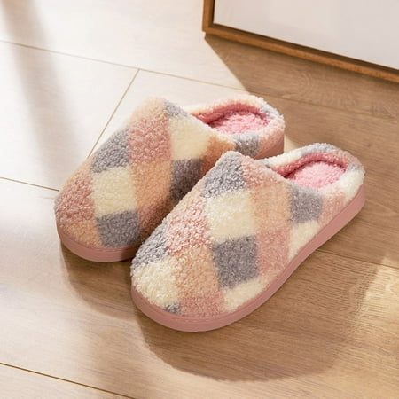 

MIARHB Couples Women Slip-On Furry Plush Flat Home Winter Open Toe Keep Warm Slippers Shoes Women s shoes wide width
