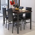 thumbnail image 1 of AWQM Modern 5-Piece Dining Table Set, Artificial Marble Dining Table. With 4 chairs in PU leather for use in the kitchen and living room, brown, 1 of 11