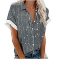 thumbnail image 1 of Pompotops Blouse Décontractée à Col pour Femmes Manches Courtes Imprimé Chemise Ample Boutons Cardigan Liquidation, 1 of 5
