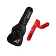 thumbnail image 1 of PAQUETE Estuche para guitarra eléctrica Funda para guitarra Gig bag, guitar case para trasporte y protección, color negro bordes grises + Tahali strap correa Kidam LISO ROJO, 1 of 4