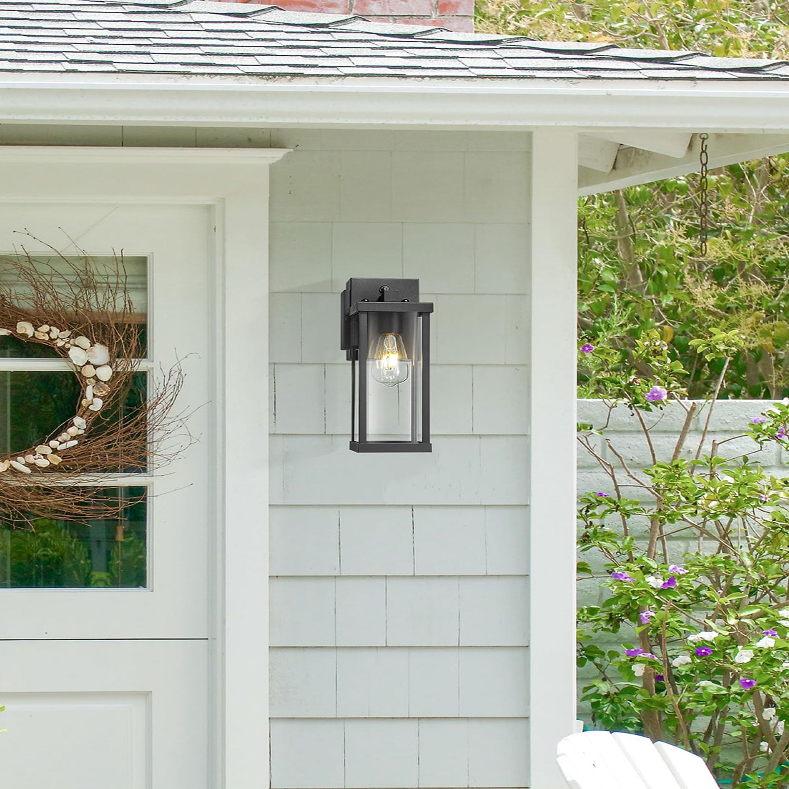 Porch Light With GFCI Outlet Dusk To Dawn Outdoor Light Exterior Lighting Fixtures Wall Mount For House Patio Garage Hallway,1 Pack