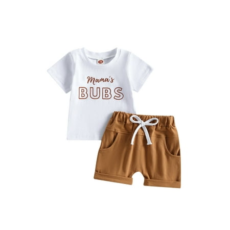 

Bagilaanoe 2pcs Toddler Baby Boy Short Pants Set Short Sleeve Letter Print T Shirt Tops + Shorts 6M 12M 18M 24M 3T Kids Casual Summer Outfits