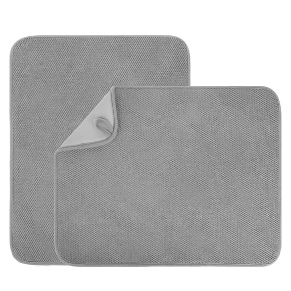 2 Pack Microfiber Dish Drying Mat (16×12 Inch) – Ultra Absorbent Dish Drainer Pad for Kitchen Counter