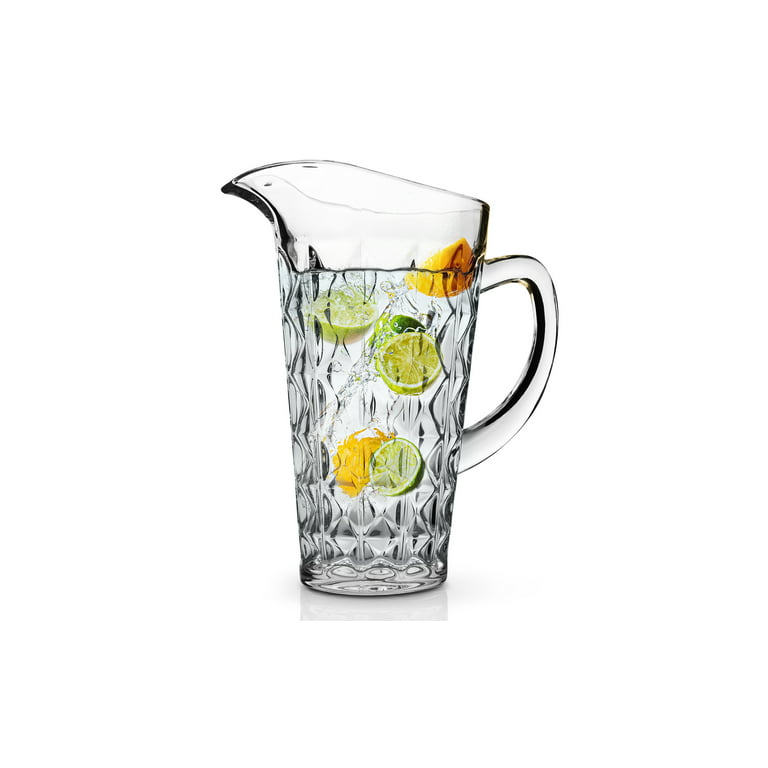 Glass Pitcher with Thick Weighted Bottom, Handle and Wide Spout, 48 Oz Clear