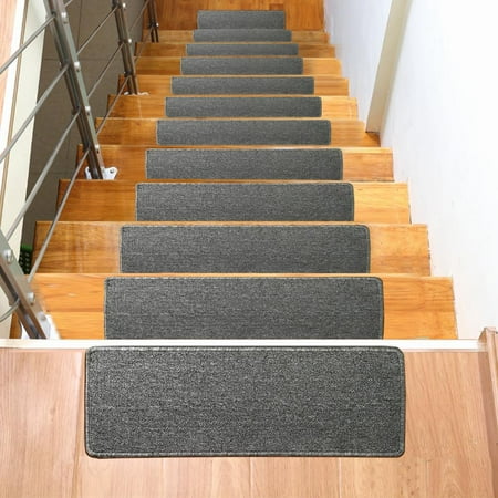 Yaheetech Brown Gray Non Slip Indoor Outdoor Stair Carpet Mat Set