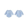 thumbnail image 2 of RUINIXCW Infant Girl Bubble Romper Long Sleeve Contarst Color Jumpsuit, 2 of 8